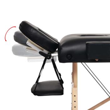 Massageliege 2-Zonen mit Hocker Klappbar 10 cm Sitz Schwarz