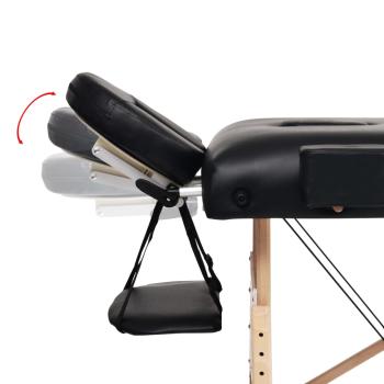 Massageliege 2-Zonen mit Hocker Klappbar 10 cm Sitz Schwarz