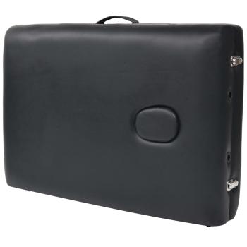 Massageliege 2-Zonen mit Hocker Klappbar 10 cm Sitz Schwarz
