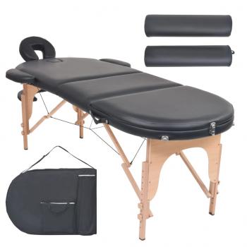 ARDEBO.de - Massageliege Klappbar 4 cm Polsterung 2 Nackenrollen Schwarz