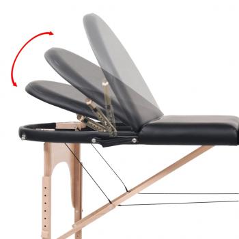 Massageliege Klappbar 4 cm Polsterung 2 Nackenrollen Schwarz