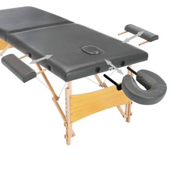 Massagetisch mit 2 Zonen Holzrahmen Anthrazit 186×68 cm