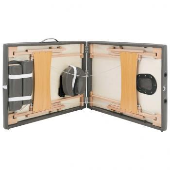 Massagetisch mit 2 Zonen Holzrahmen Anthrazit 186×68 cm