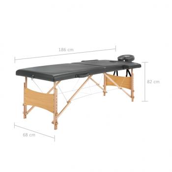 Massagetisch mit 2 Zonen Holzrahmen Anthrazit 186×68 cm