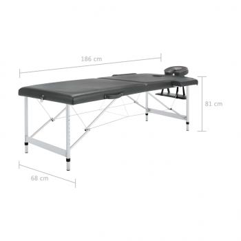 Massageliege 2-Zonen Aluminiumgestell Anthrazit 186x68 cm