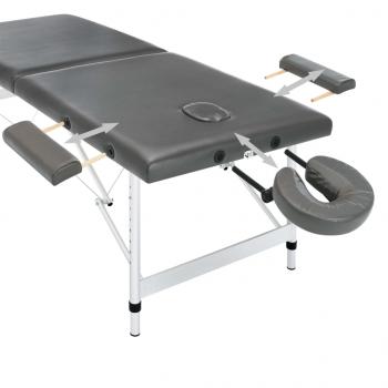 Massageliege 2-Zonen Aluminiumgestell Anthrazit 186x68 cm