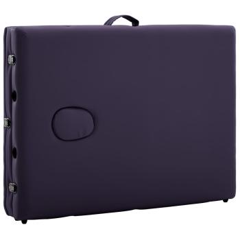 Massageliege Klappbar 3-Zonen mit Holzgestell Lila