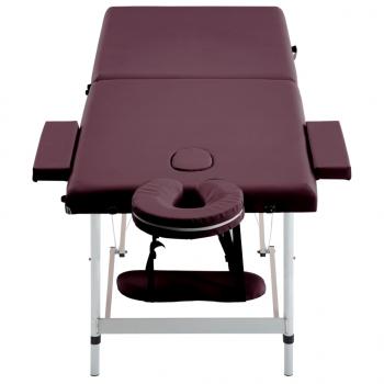 Massageliege Klappbar 2-Zonen Aluminiumgestell Bordeaux-Lila
