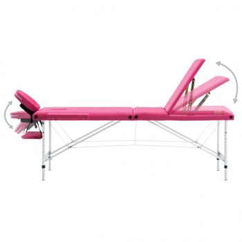 Massageliege Klappbar 3-Zonen mit Aluminiumgestell Rosa