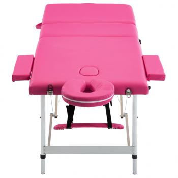 Massageliege Klappbar 3-Zonen mit Aluminiumgestell Rosa