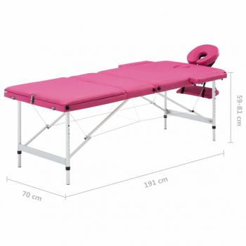 Massageliege Klappbar 3-Zonen mit Aluminiumgestell Rosa