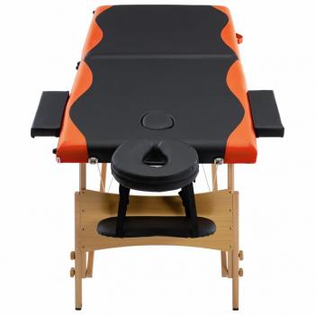  Massageliege Klappbar 2-Zonen Holzgestell Schwarz und Orange