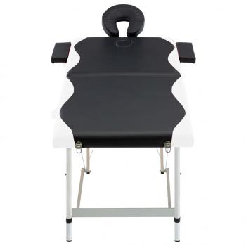 Massageliege Klappbar 2-Zonen Aluminiumgestell Schwarz und Weiß