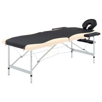 ARDEBO.de - Massageliege Klappbar 2-Zonen Aluminiumgestell Schwarz Beige