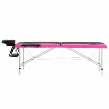 ARDEBO.de - Massageliege Klappbar 2-Zonen Aluminiumgestell Schwarz und Rosa