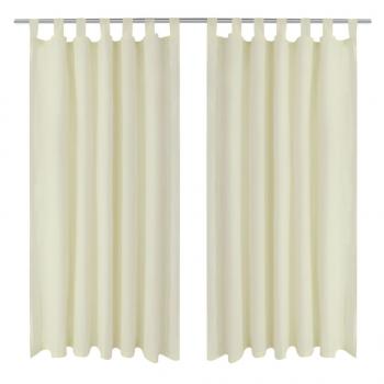 ARDEBO.de - Vorhänge Gardinen aus Satin 2-teilig 140 x 175 cm Creme
