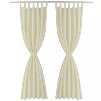 Vorhänge Gardinen aus Satin 2-teilig 140 x 175 cm Creme