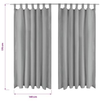 Vorhänge aus Mikro-Satin 2 Stk. mit Schlaufen 140×175 cm Grau