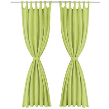 Vorhänge Mikro-Satin 2 Stk. mit Schlaufen 140×245 cm Grün
