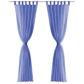Voile-Gardinen 2 Stk. 140 x 175 cm Königsblau