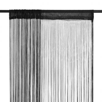 ARDEBO.de - Fadenvorhänge 2 Stk. 100 x 250 cm Schwarz