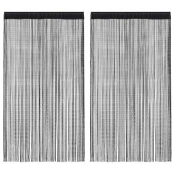 Fadenvorhänge 2 Stk. 100 x 250 cm Schwarz
