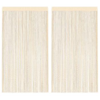 Fadenvorhänge 2 Stk. 100 x 250 cm Cremefarben