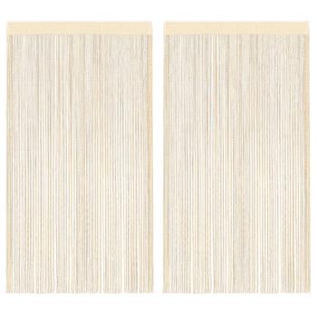 Fadenvorhänge 2 Stk. 140 x 250 cm Cremefarben