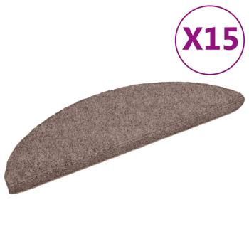 15 Stk. Selbstklebende Treppenmatten Nadelvlies 56x17x3cm Braun