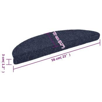 15 Stk. Selbstklebende Treppenmatten Nadelvlies 56x17x3cm Blau