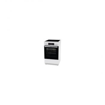 Gorenje GEC5C41WG Elektro-Standherd, 50cm breit, 70L, Glaskeramik, Pizza-Funkion, AquaClean, Auftaufunktion, weiß