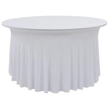 ARDEBO.de - 2 Stück Stretch-Tischdecken mit Rand Weiß 180 x 74 cm