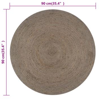  Teppich Handgefertigt Jute Rund 90 cm Grau