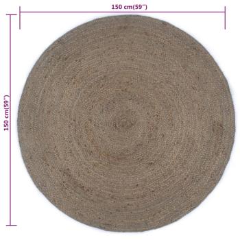 Teppich Handgefertigt Jute Rund 150 cm Grau