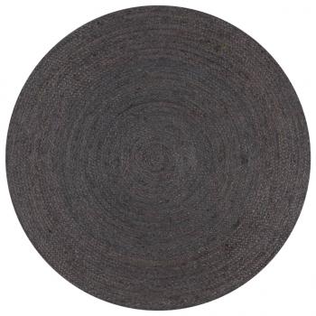 ARDEBO.de -  Teppich Handgefertigt Jute Rund 90 cm Dunkelgrau
