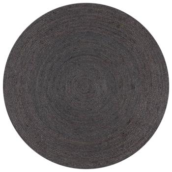  Teppich Handgefertigt Jute Rund 90 cm Dunkelgrau