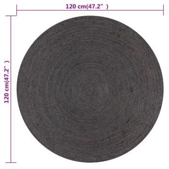  Teppich Handgefertigt Jute Rund 120 cm Dunkelgrau