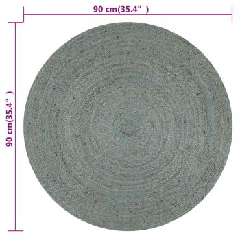  Teppich Handgefertigt Jute Rund 90 cm Olivgrün