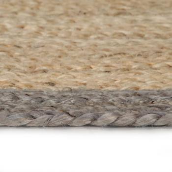 Teppich Handgefertigt Jute mit Grauem Rand 120 cm