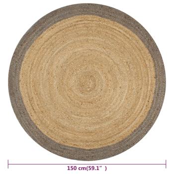 Teppich Handgefertigt Jute mit Grauem Rand 150 cm