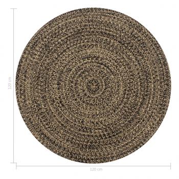 Teppich Handgefertigt Jute Schwarz und Natur 120 cm