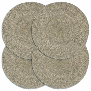 ARDEBO.de - Tischsets 4 Stk. Grau 38 cm Rund Jute