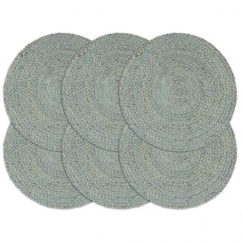 ARDEBO.de - Tischsets 6 Stk. Uni Olivgrün 38 cm Rund Jute