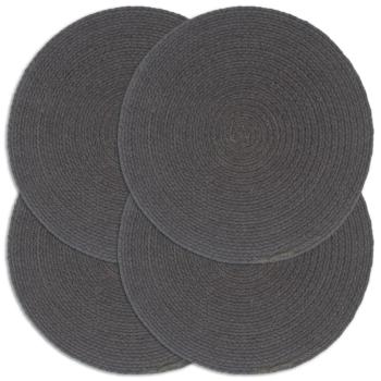 Tischsets 4 Stk. Dunkelgrau 38 cm Rund Baumwolle 