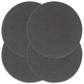 Tischsets 4 Stk. Dunkelgrau 38 cm Rund Baumwolle 