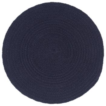 Tischsets 6 Stk. Uni Marineblau 38 cm Rund Baumwolle 