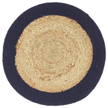 Tischsets 6 Stk. Natur und Marineblau 38 cm Jute und Baumwolle 