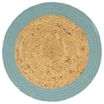 Tischsets 6 Stk. Natur und Grün 38 cm Jute und Baumwolle 