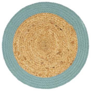 Tischsets 6 Stk. Natur und Grün 38 cm Jute und Baumwolle 