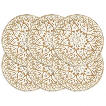 ARDEBO.de - Tischsets 6 Stk. Weiß 38 cm Rund Jute